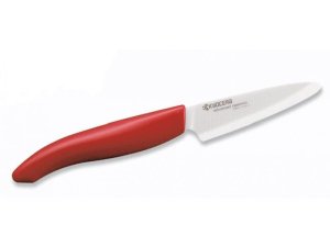 KYOCERA keramický nôž s bielou čepeľou/ 7,5 cm dlhá čepeľ/ červená plastová rukoväť - VÝPREDAJ