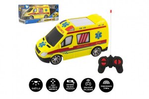 Auto RC ambulancia plast 20cm na diaľkové ovládanie 27MHz na batérie so svetlom - VÝPREDAJ