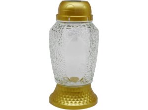 Madona Chrb.Sklo LED 21 cm priehľad zlatá - VÝPREDAJ