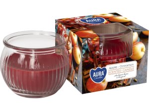 Sviečka v skle JABLKO - ŠKORICA vonná 80g - VÝPREDAJ