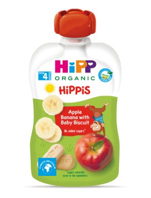 HiPP HiPPiS BIO Jablko, banán a Baby sušienky 100 g, 4m+ - VÝPREDAJ