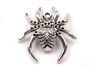 Prívesok pavúk 25x28 mm - platina (20 ks) - VÝPREDAJ