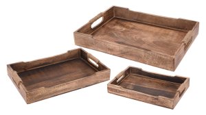 Podnos 47,5x30x6,5cm mangové drevo, držadlo povraz - VÝPREDAJ