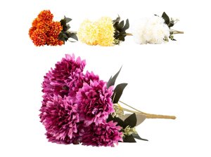 Umelé kvety, plast 470mm puget 9ks chryzantéma, mix farieb - VÝPREDAJ
