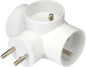 PremiumCord Roztrojka 230V 10A, 3x guľatá zásuvka, biela - VÝPREDAJ