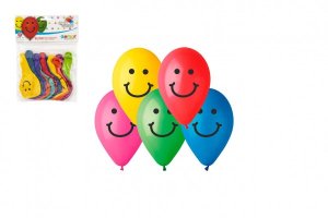 Balónik/Balonky nafukovacie 10" potlač Smile 10cm karneval - VÝPREDAJ