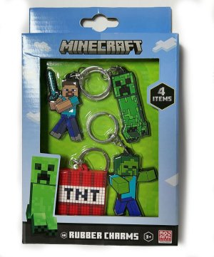 Minecraft set gumových kľúčeniek (4ks) - VÝPREDAJ