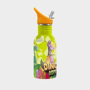 Water Revolution Detská nerezová fľaša na pitie Dinoland green Potravinárska nerezová oceľ 18/8, 500 ml - VÝPREDAJ