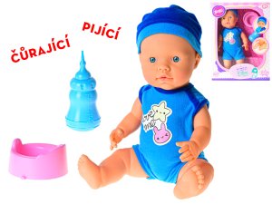 Bábätko 40 cm tvrdé telo pijúci a cikajúci s doplnkami - VÝPREDAJ