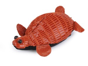 Peňaženka kožená / kľúčenka korytnačka - oranžová tekvicová - VÝPREDAJ
