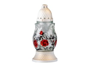 Cintorínske sklo 24cm vklad 80g 20h., ruža - VÝPREDAJ