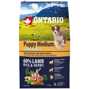 Krmivo Ontario Puppy Medium Lamb & Rice 6,5kg - VÝPREDAJ