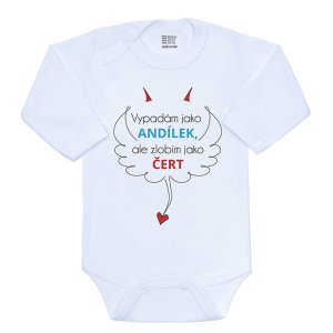 Body s potlačou New Baby Vyzerám ako ANJELIK, ale hnevám ako čert - 68 (4-6m) - VÝPREDAJ
