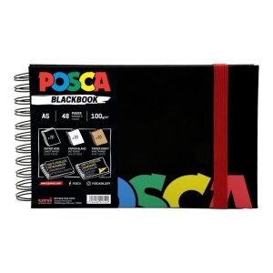 Posca čierny skicár A5 - mix 3 farieb papiera - VÝPREDAJ