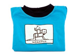 Dětské tričko Mayaka s dlouhým rukávem Horseriding - tyrkysové Vhodné pro věk 6-12 měsíců - VÝPREDAJ
