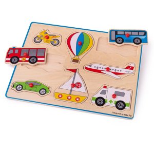 Bigjigs Toys Vkladacie puzzle dopravné prostriedky - VÝPREDAJ